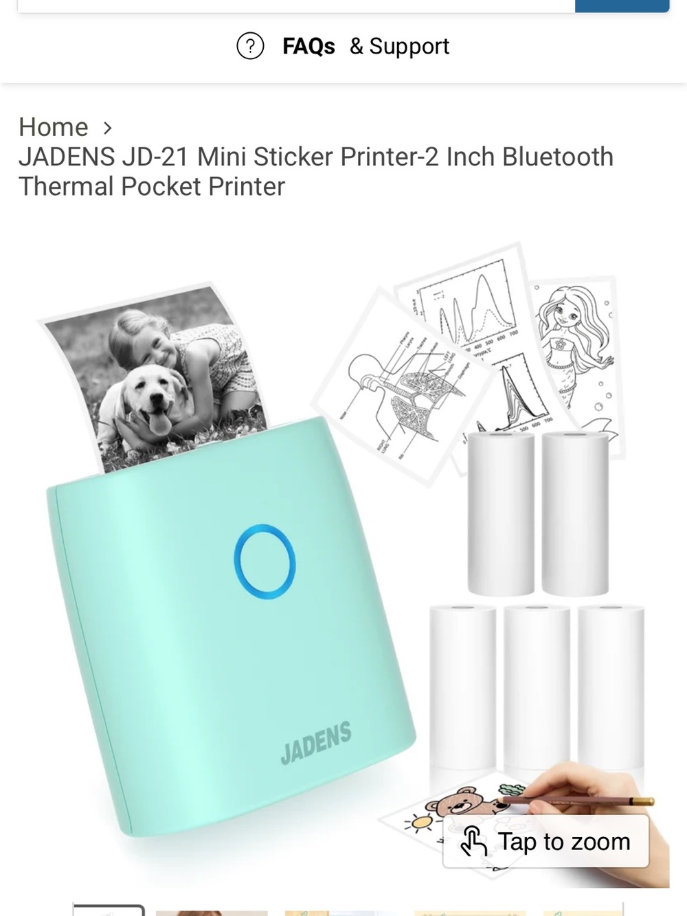 Jade Mint Bluetooth Pocket Thermal Sticker Printer
